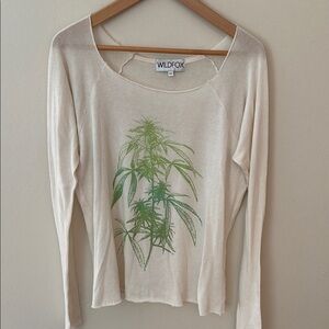 Wildfox Cream Graphic Tee with Long Sleeves